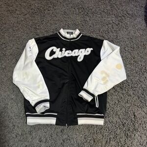 Chicago White Sox Baseball Stitches Athletic Gear Black &‎ White Bomber Jacket